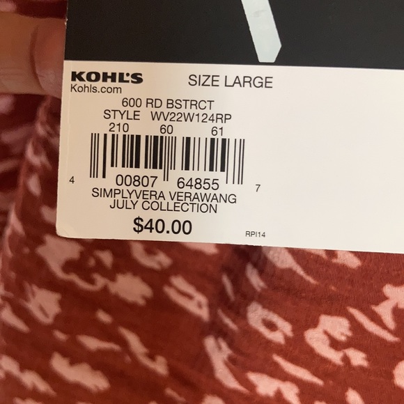 Simply Vera Vera Wang top abstract animal print top smocking in back L - Picture 15 of 15